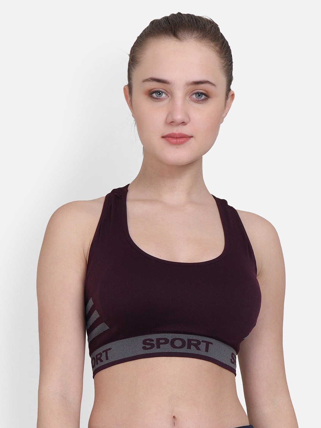 

Lebami Purple Printed Non-Wired Lightly Padded Sports Bra Sport Bra_Purplle_30A