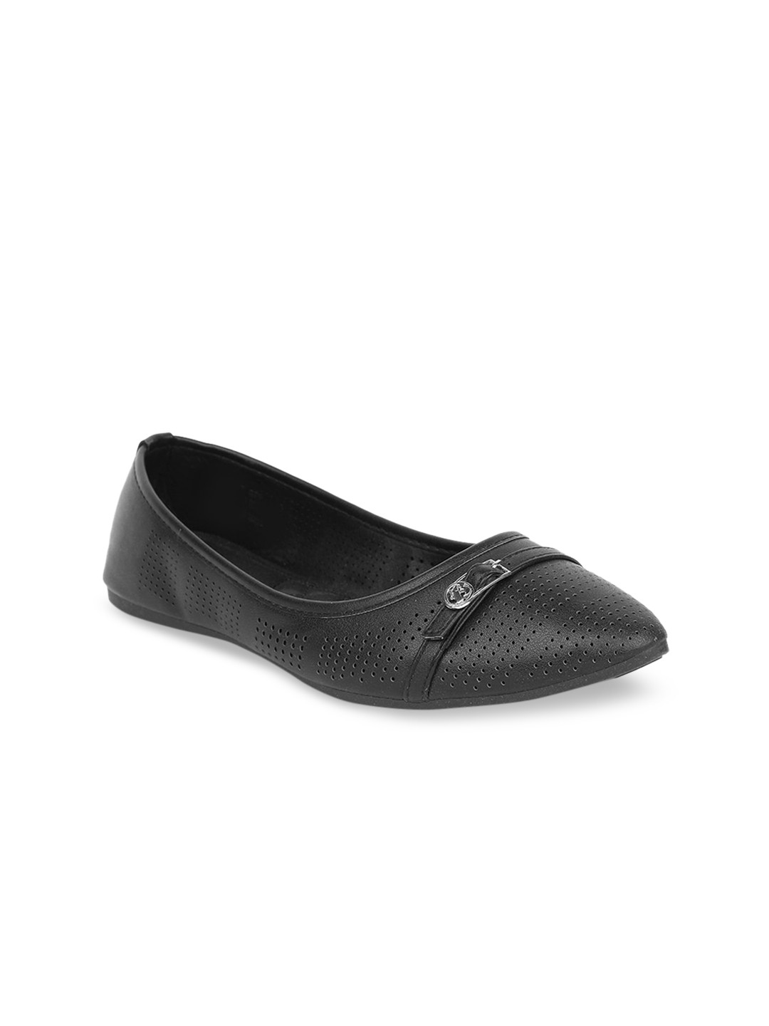 

Bata Women Black Solid PU Ballerinas