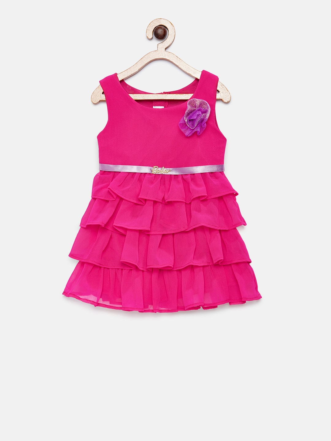 

Barbie by Many Frocks & Girls Pink Solid Fit and Flare Dress