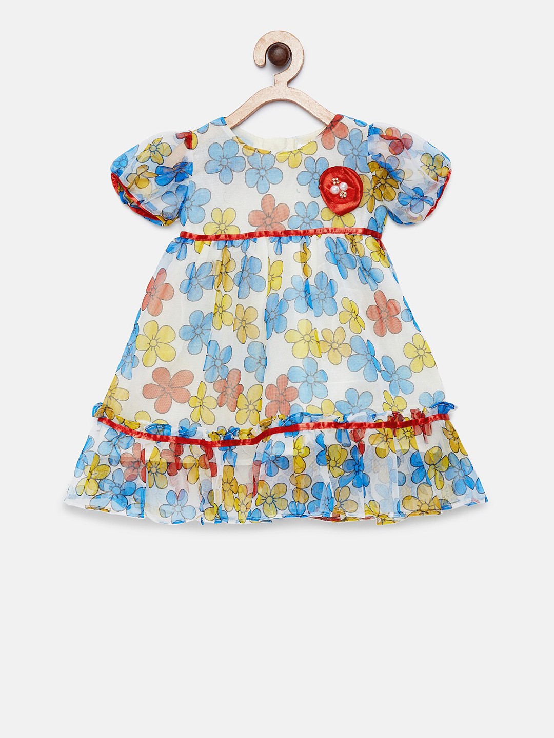 

MANY FROCKS & Girls Blue Printed A-Line Dress