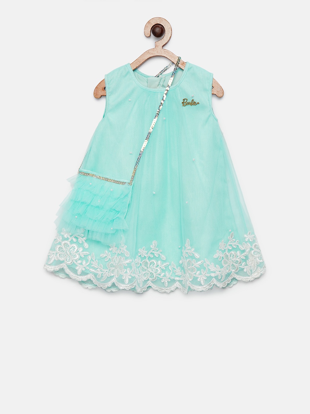 

Barbie by Many Frocks & Girls Blue Embroidered A-Line Dress