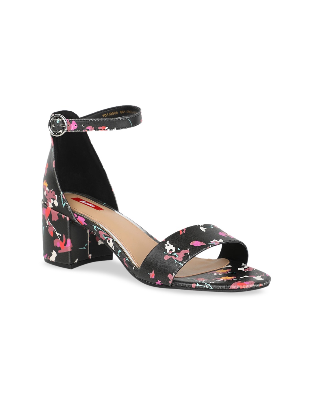 

Bata Women Black & Pink Printed Block Heels