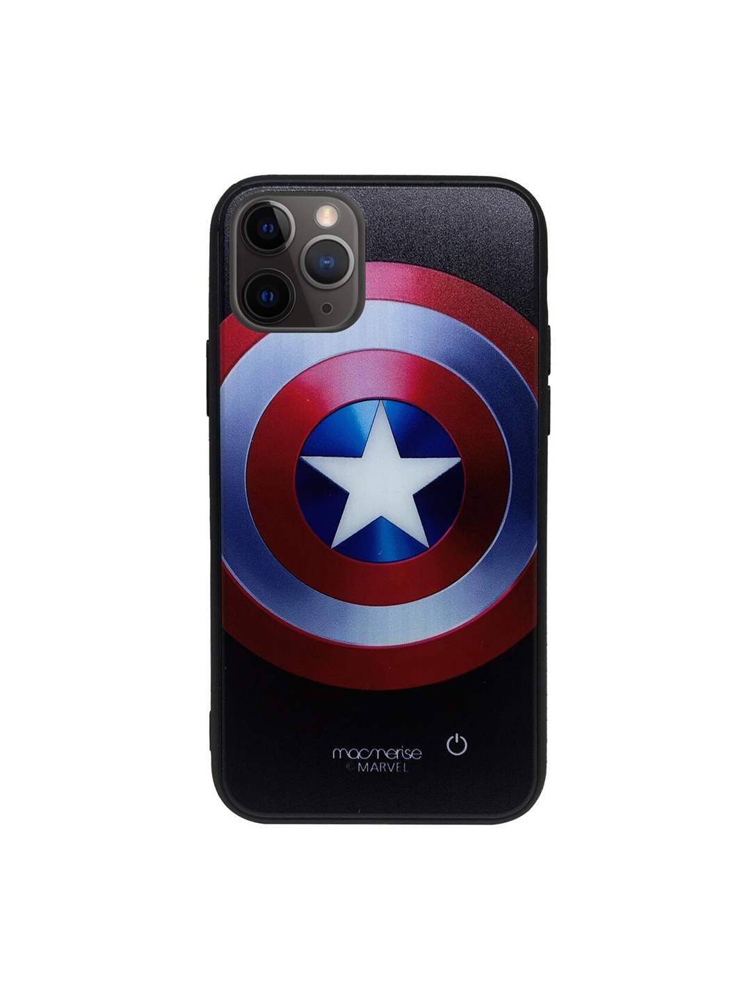 

macmerise Green & Black Marvel Comics Classic Captains Shield Lumous Sustainable IPhone 11 Pro Back Case, Grey