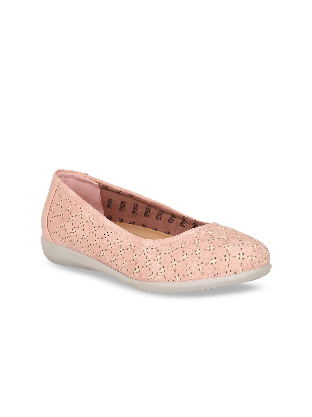 

Bata Women Pink Laser Cut PU Ballerinas
