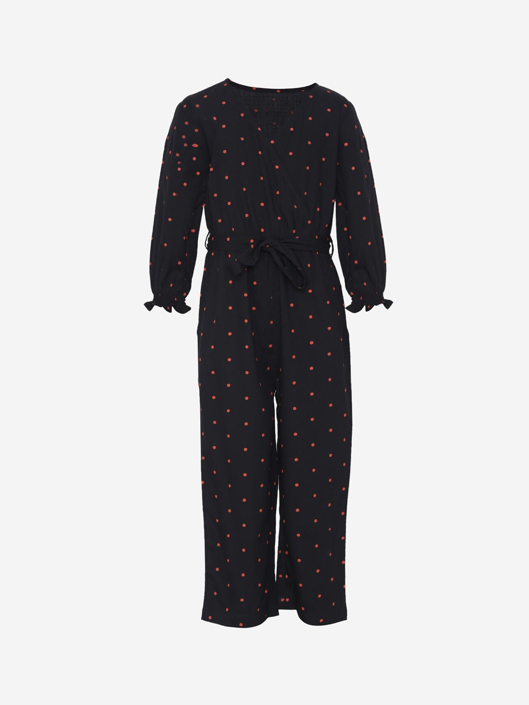 

luyk Girls Black & Orange Printed Basic Jumpsuit