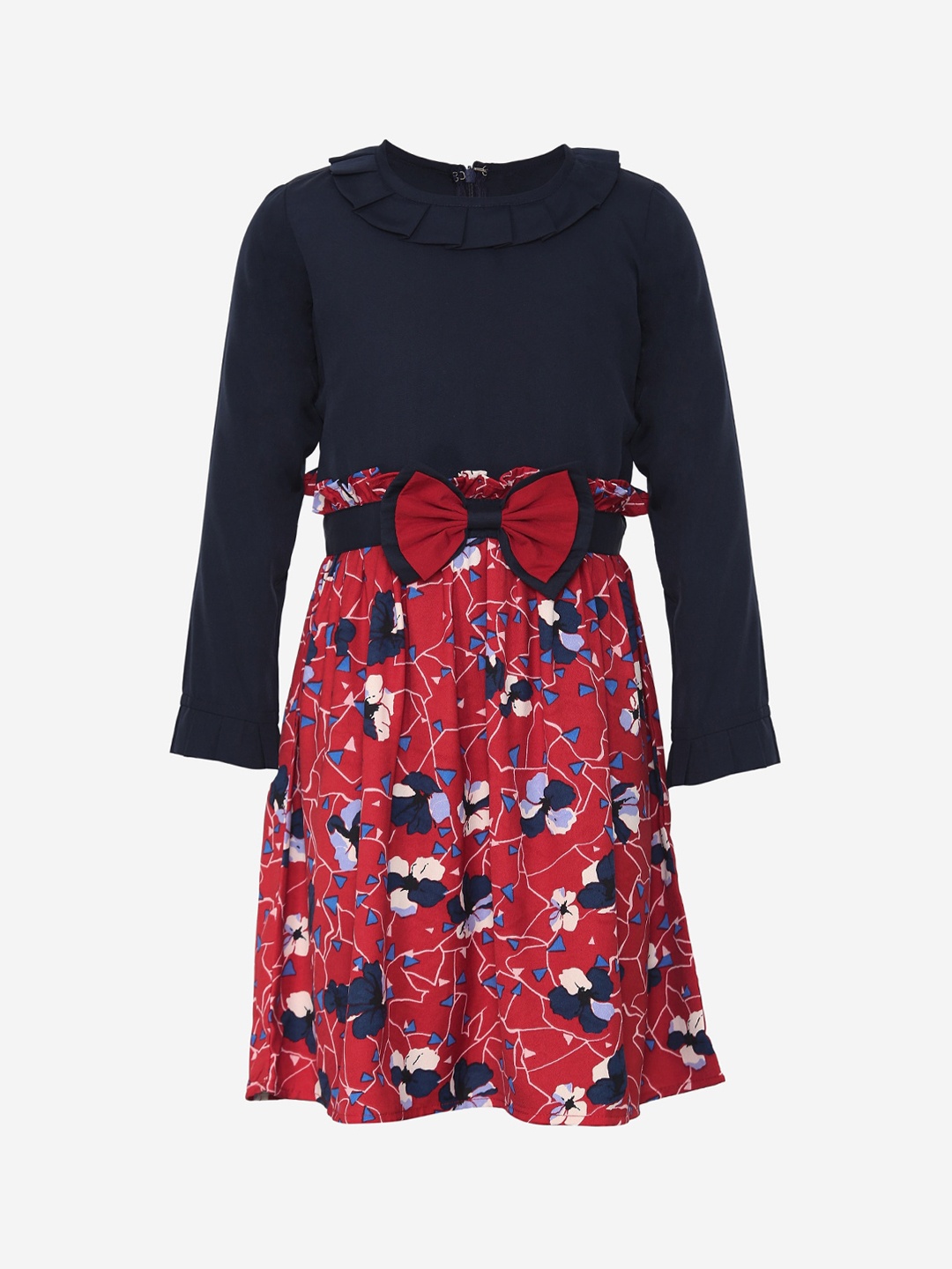 

luyk Girls Red Printed A-Line Dress