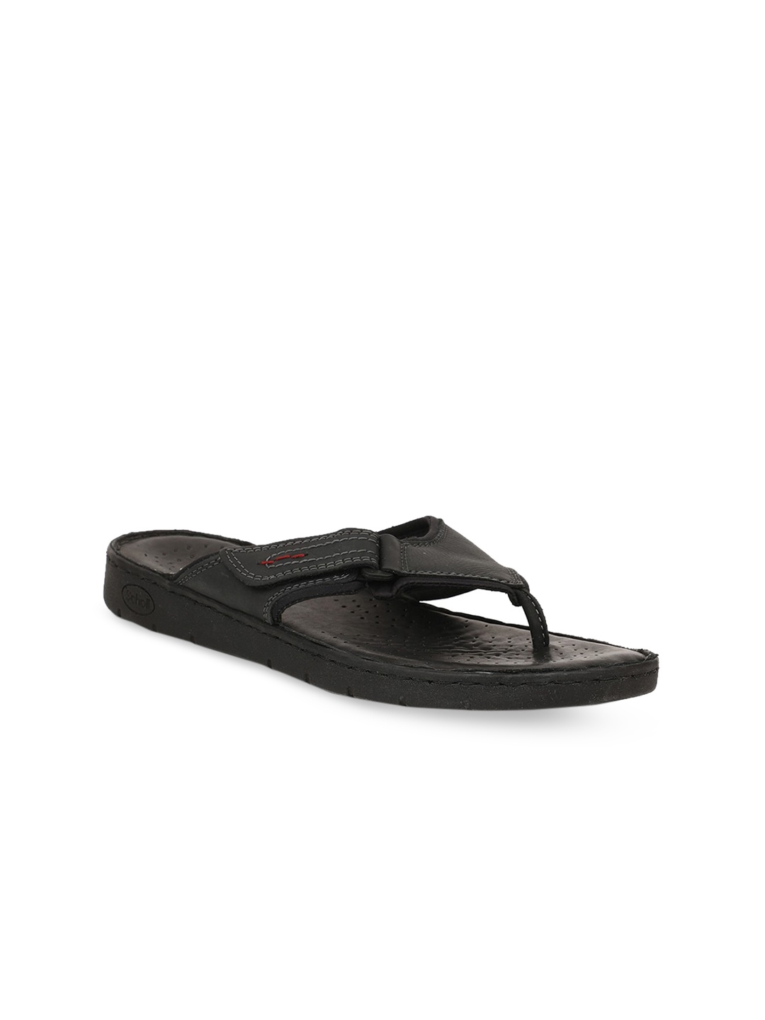 Scholl Men Black Leather Comfort Sandals