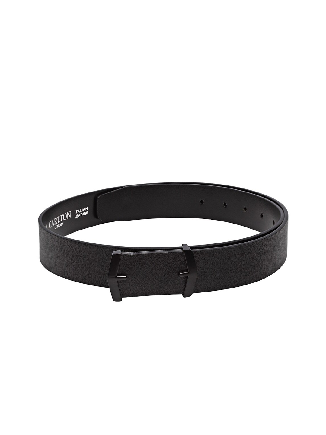

Carlton London Men Black Leather Solid Belt