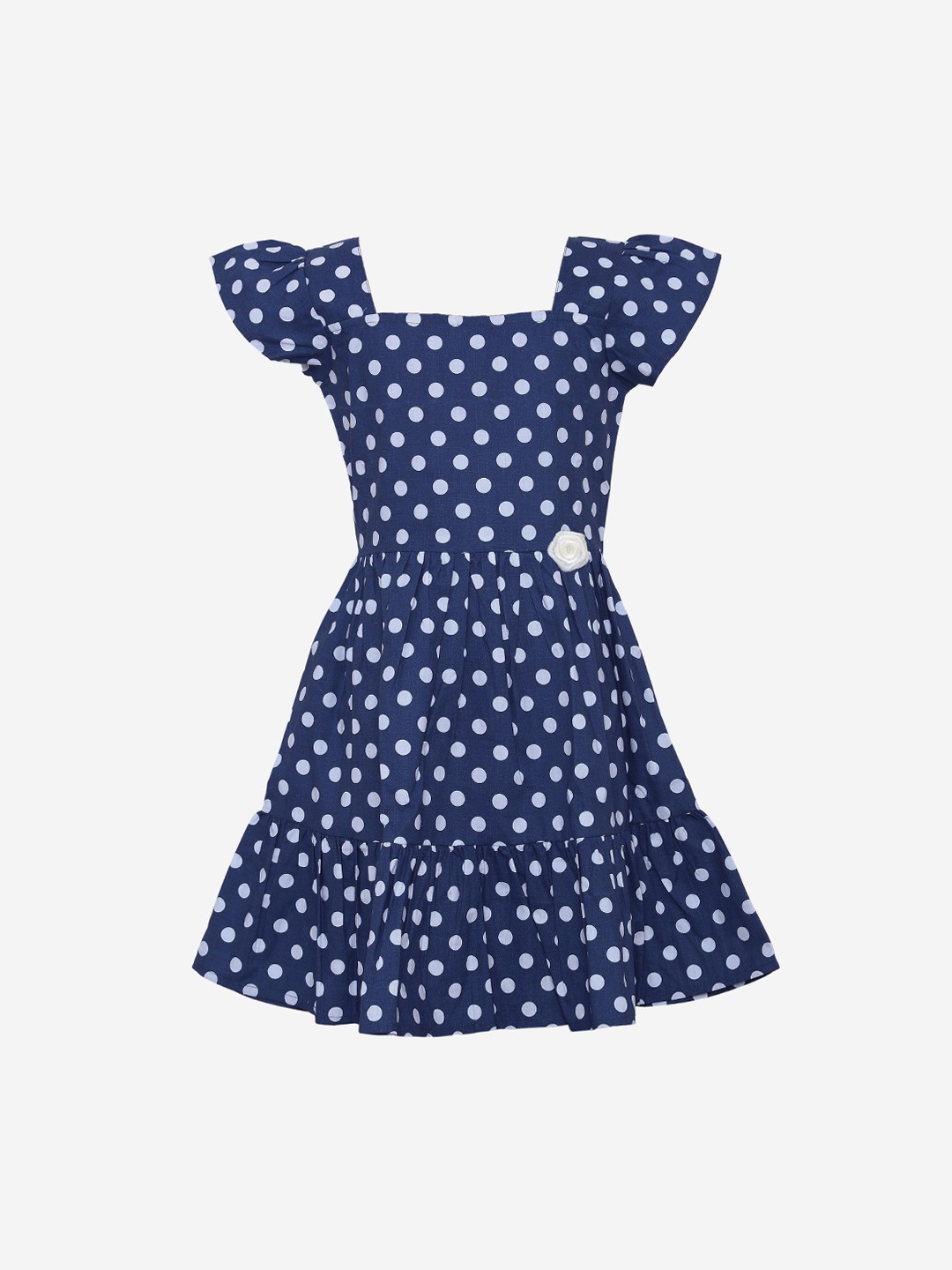 

luyk Girls Blue Printed Fit and Flare Dress