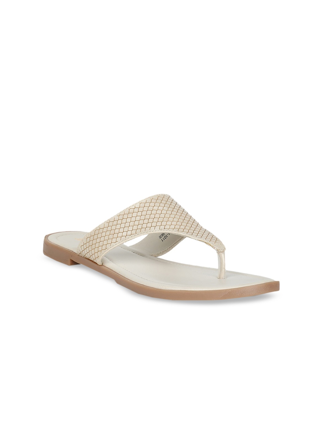 

Bata Women White Printed PU Open Toe Flats