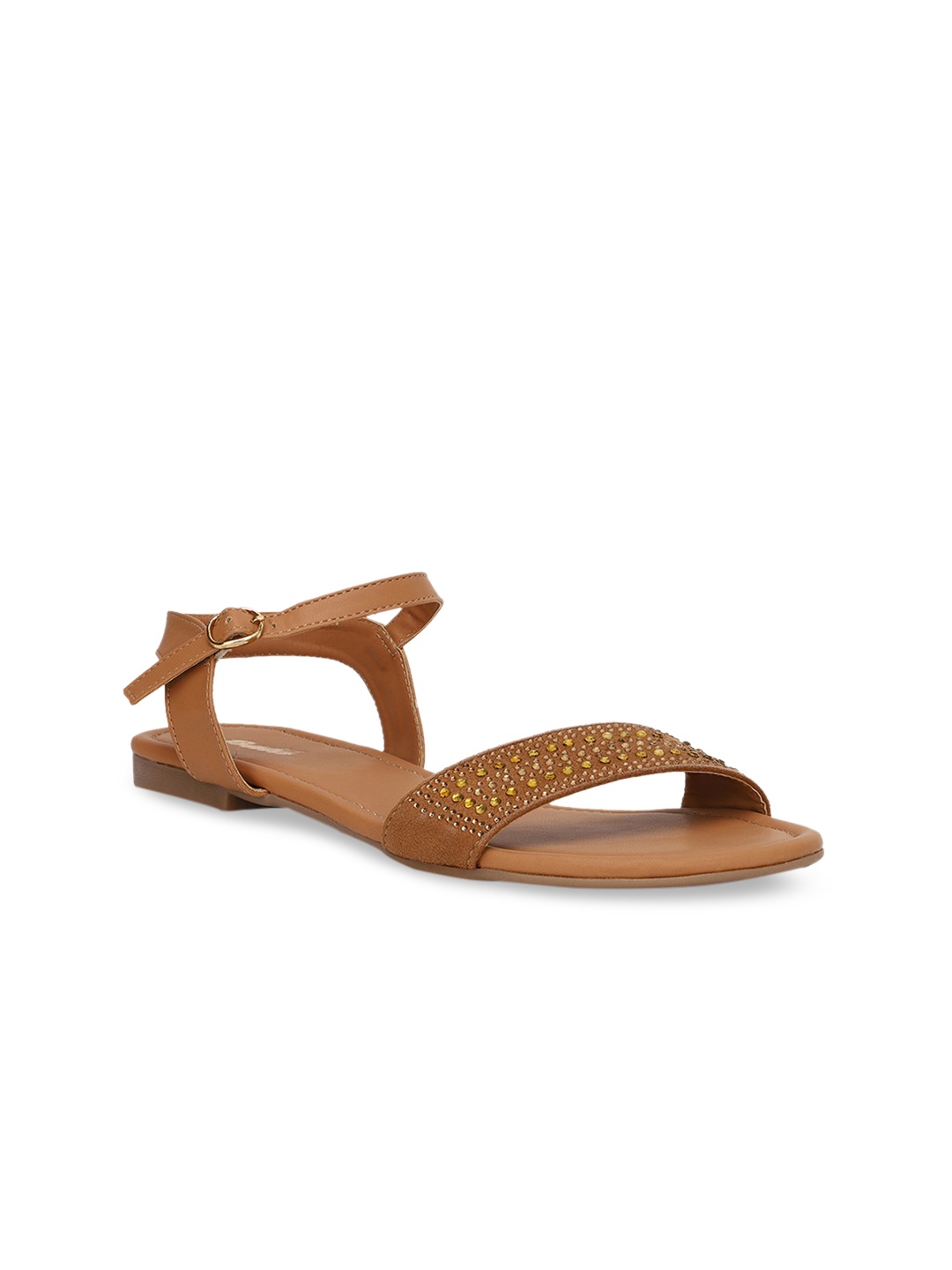 

Bata Women Brown Embellished Open Toe Flats