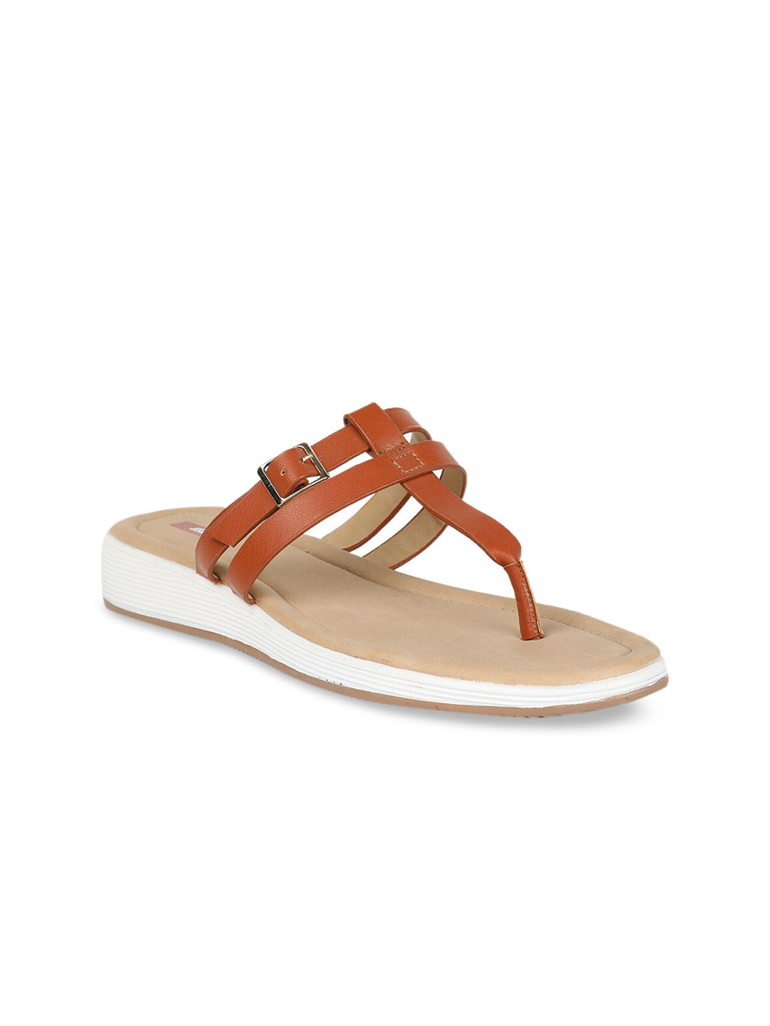 

Bata Women Brown Solid PU Open Toe Flats