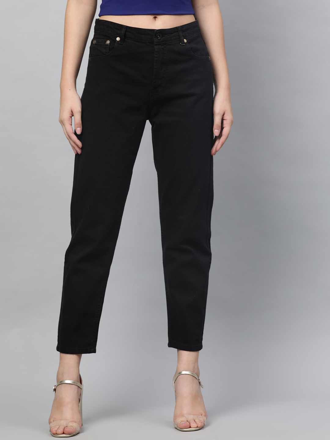 

STREET 9 Women Black Straight Fit Mid-Rise Clean Look Stretchable Jeans