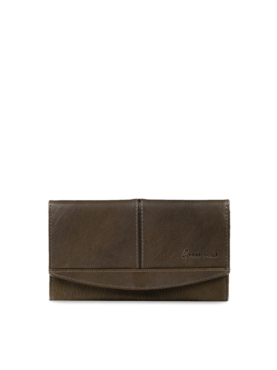 

MAI SOLI Women Olive Green Solid Two Fold Leather Wallet