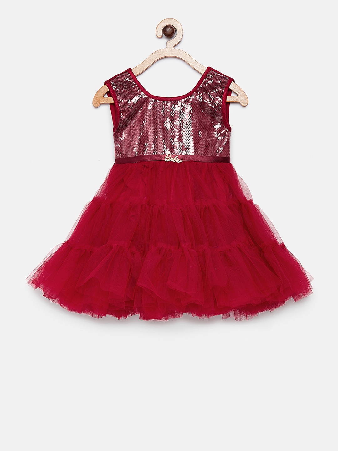 

Barbie by Many Frocks & Girls Maroon Embellished Fit and Flare Dress