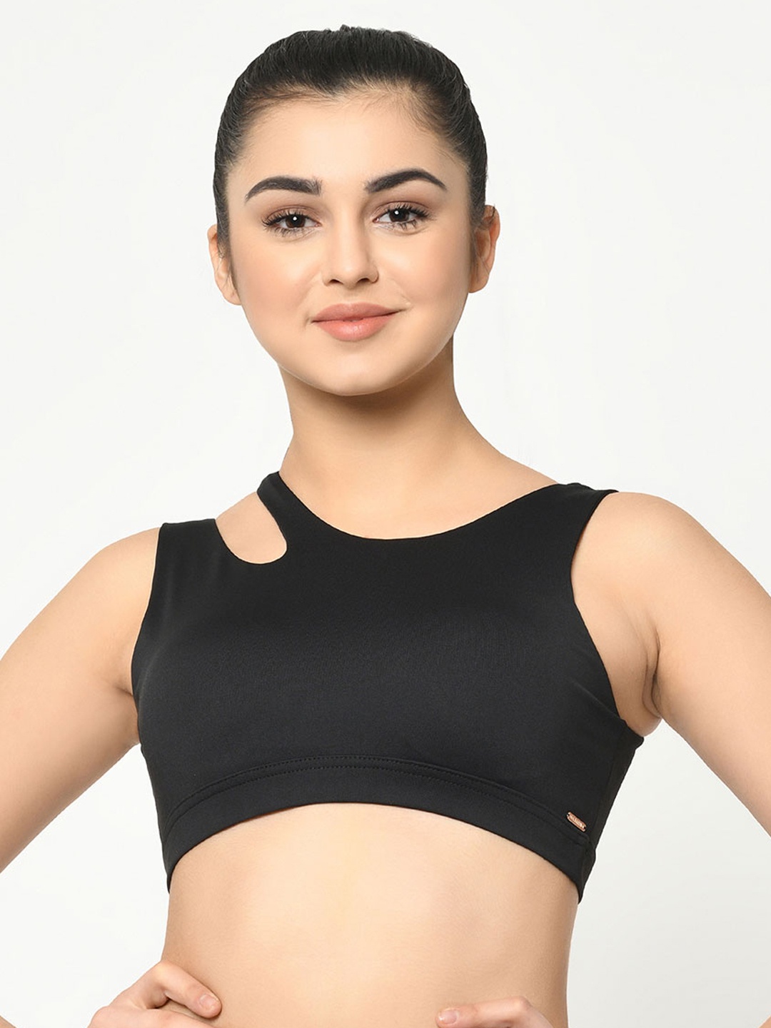 

Da Intimo Black Solid Non-Wired Lightly Padded Sports Bra DIX-197 BLACK-C20