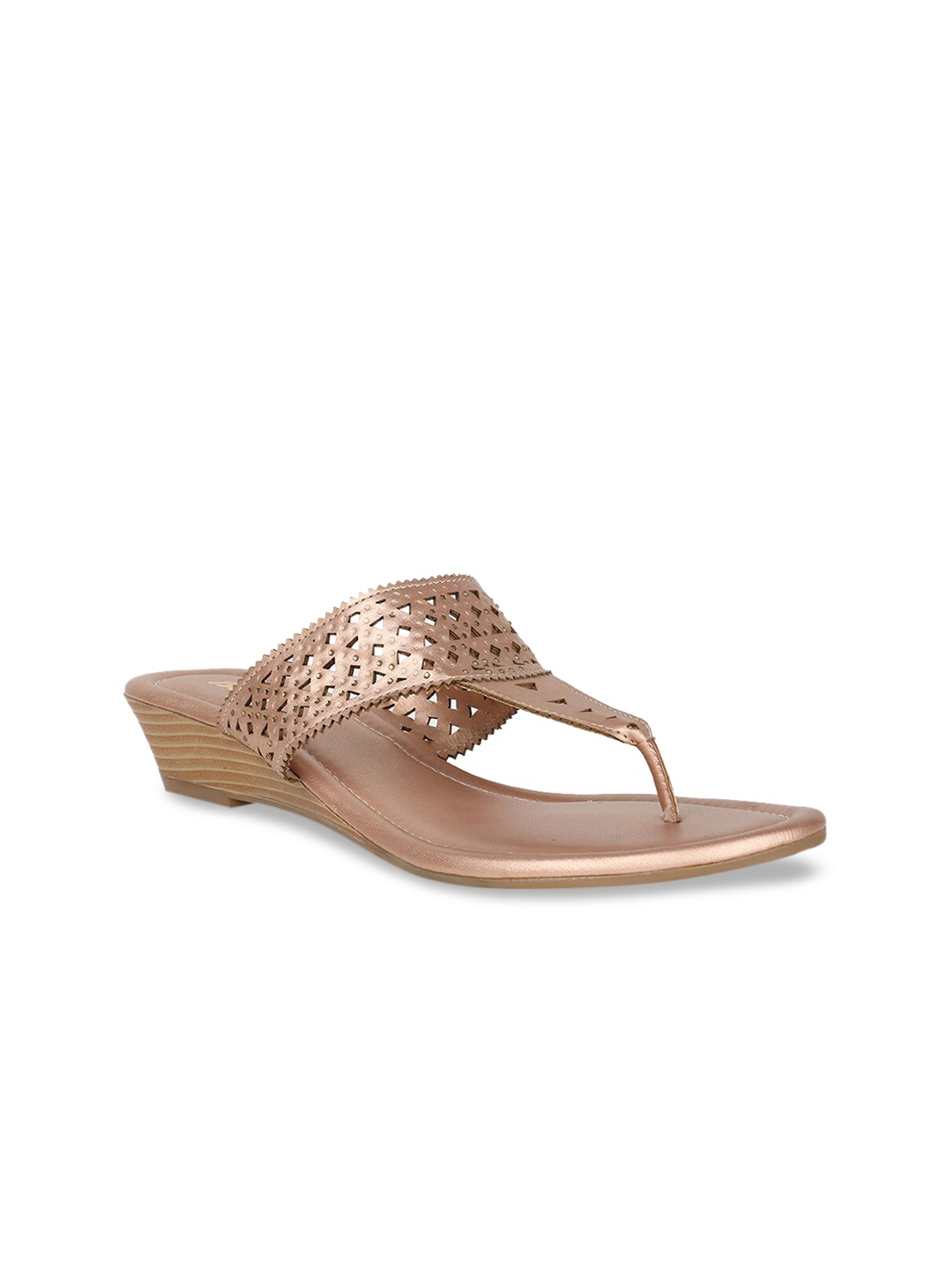 

Bata Women Gold Laser Cut Comfort Heels