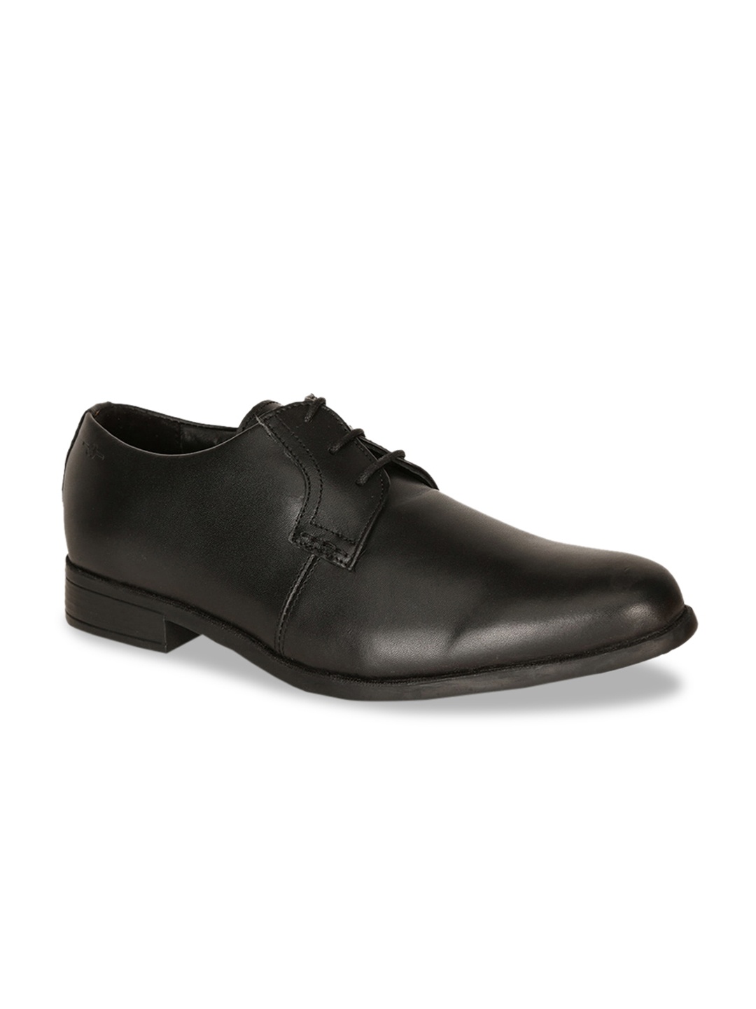 

Bata Men Black Solid Leather Formal Derbys