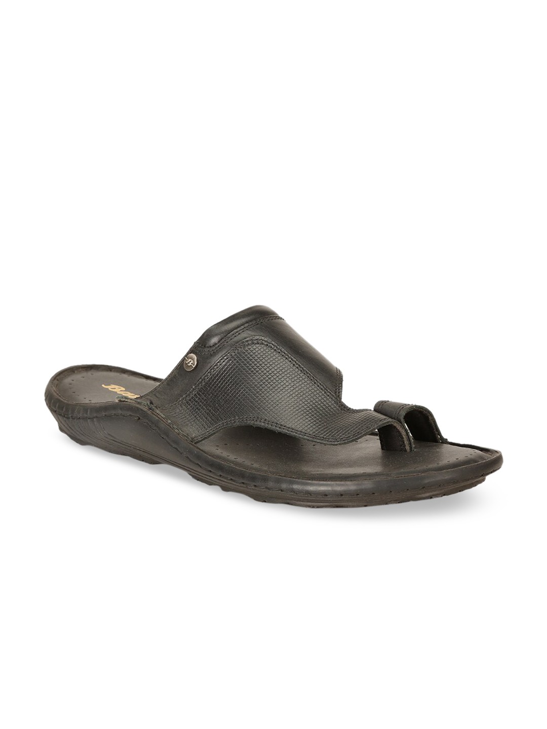 

Bata Men Black Comfort Leather Sandals