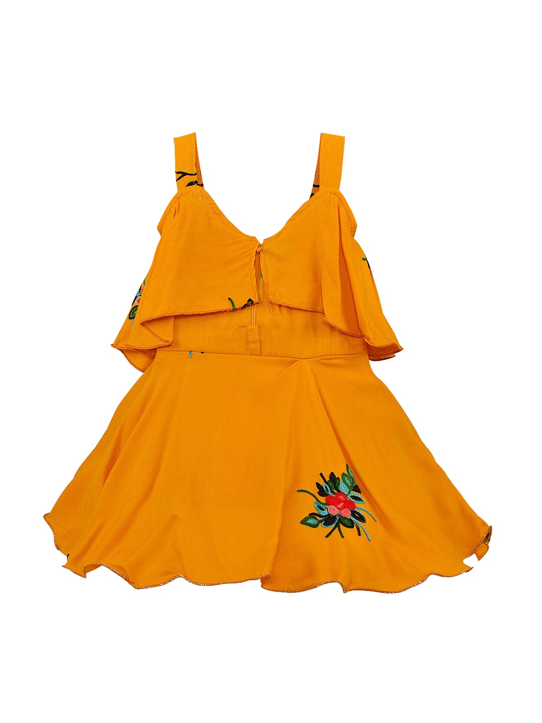 

Wish Karo Girls Yellow Solid Fit and Flare Dress