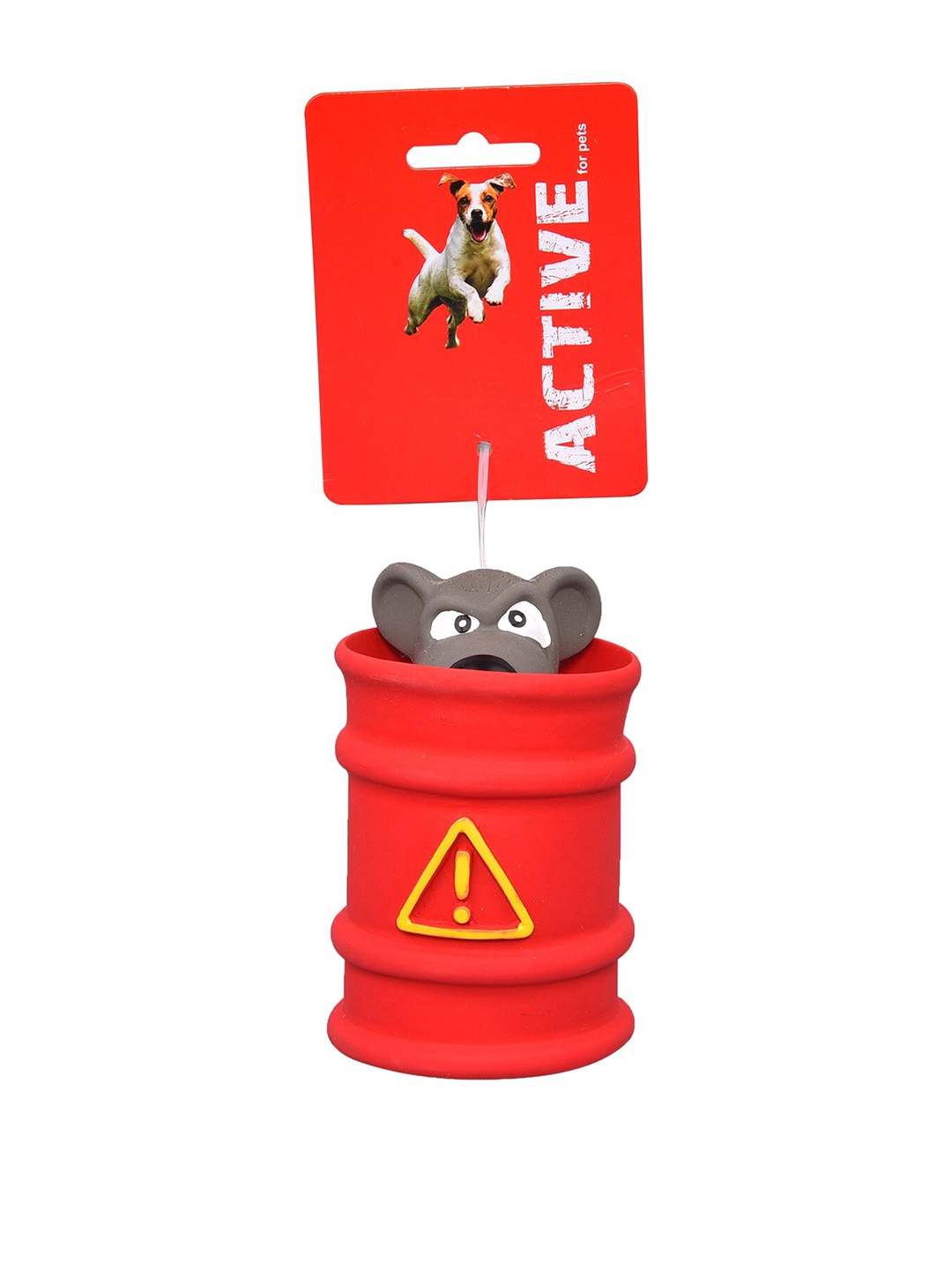 

GLENAND Red GL Latex Squeaky Pup Up Mouse In Oil Tank 11.7CM GI0074 Pet Toy