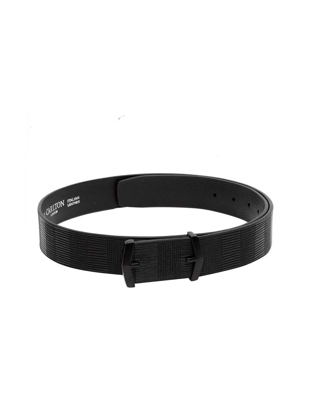 

Carlton London Men Black Leather Solid Belt