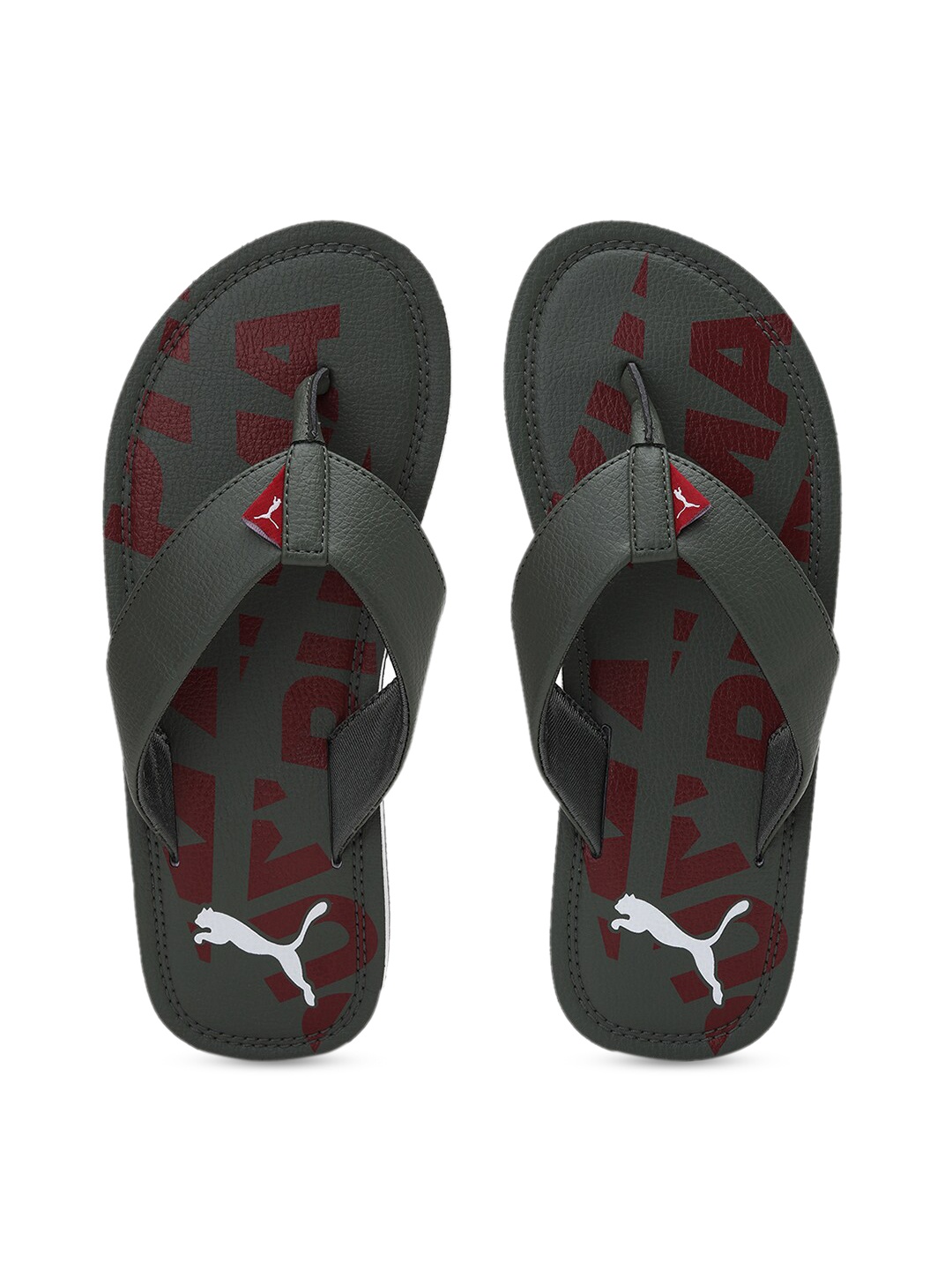

Puma Men Olive Green Printed Keru 4 Thong Flip-Flops