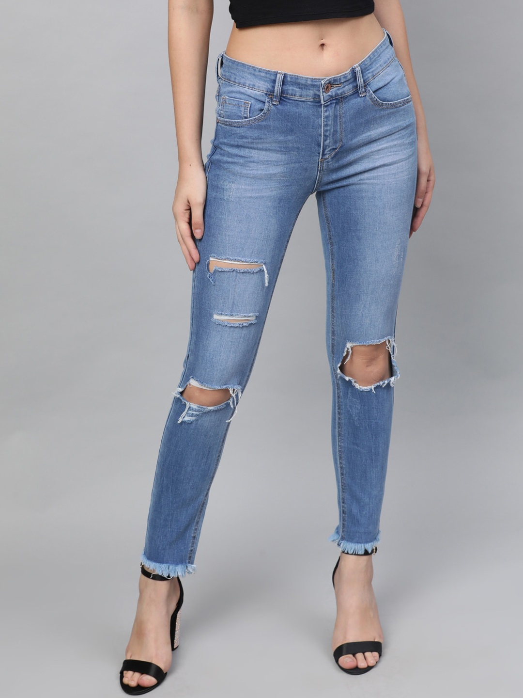 

STREET 9 Women Blue Skinny Fit Mid-Rise Mildly Distressed Stretchable Jeans