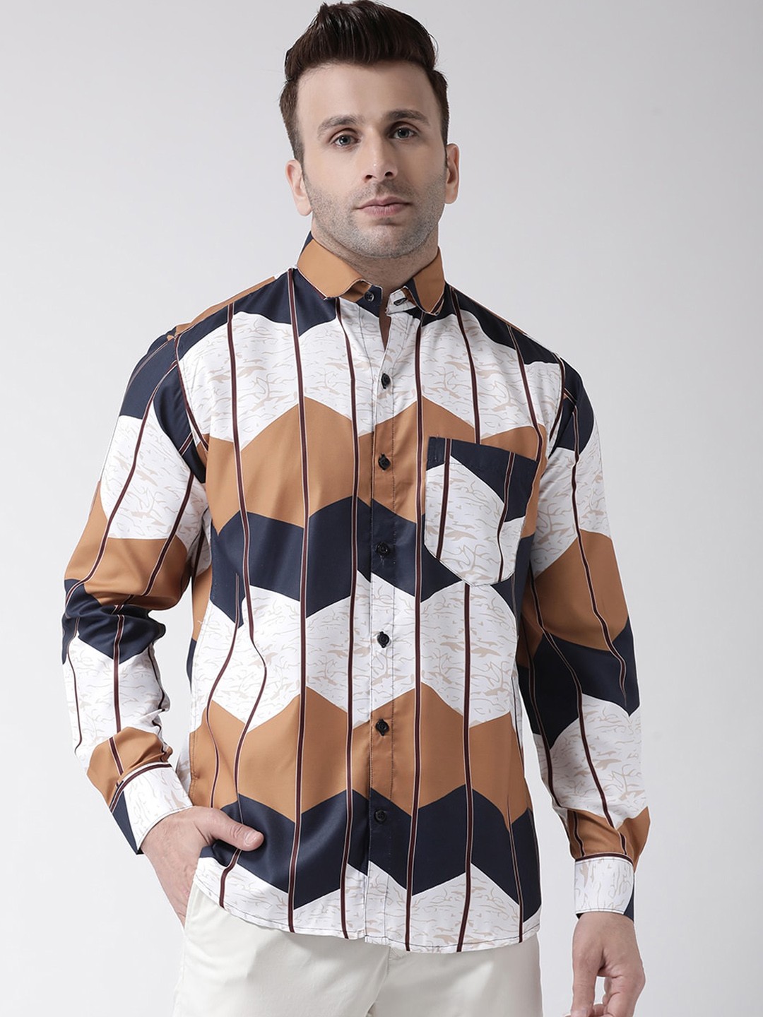 Hangup Men Multicoloured Slim Fit Colourblocked Casual Shirt, Multi