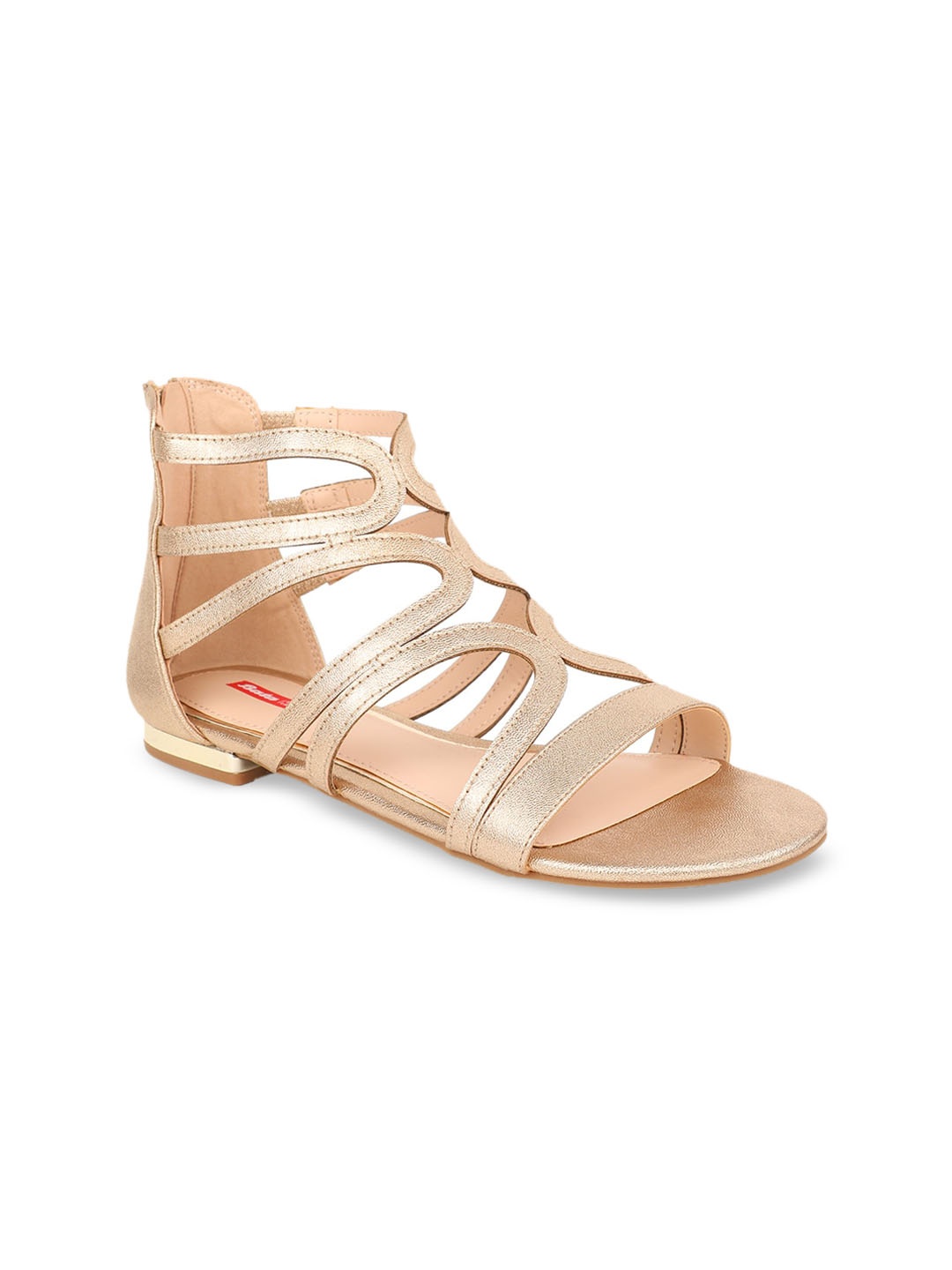 

Bata Women Gold-Toned Solid PU High-Top Gladiators