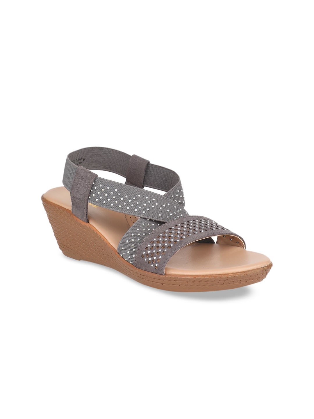 

Bata Women Grey Embellished Wedges