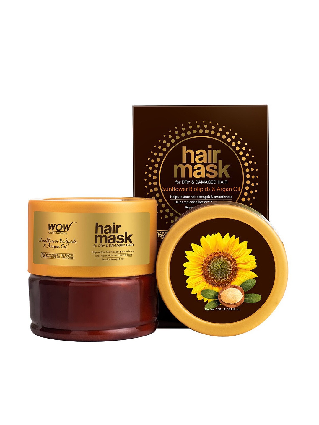 

WOW Hair Mask For Dry and Damaged Hair - 200 ml, Brown