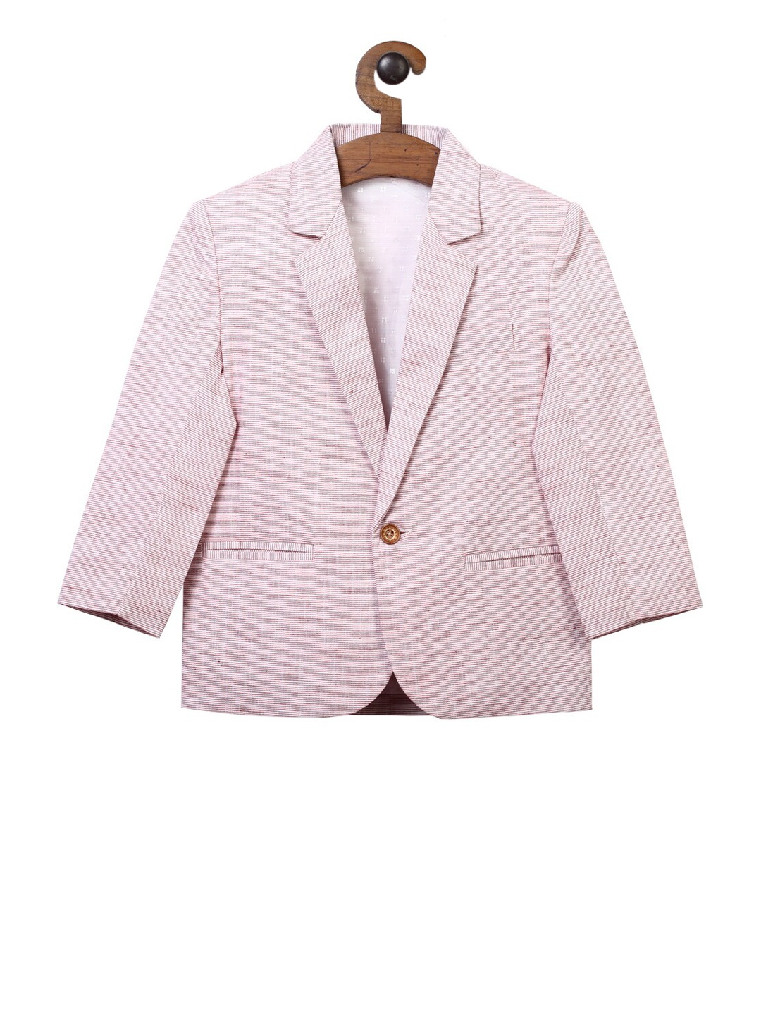 

RIKIDOOS Boys Pink & Red Self-Design Single-Breasted Casual Blazer