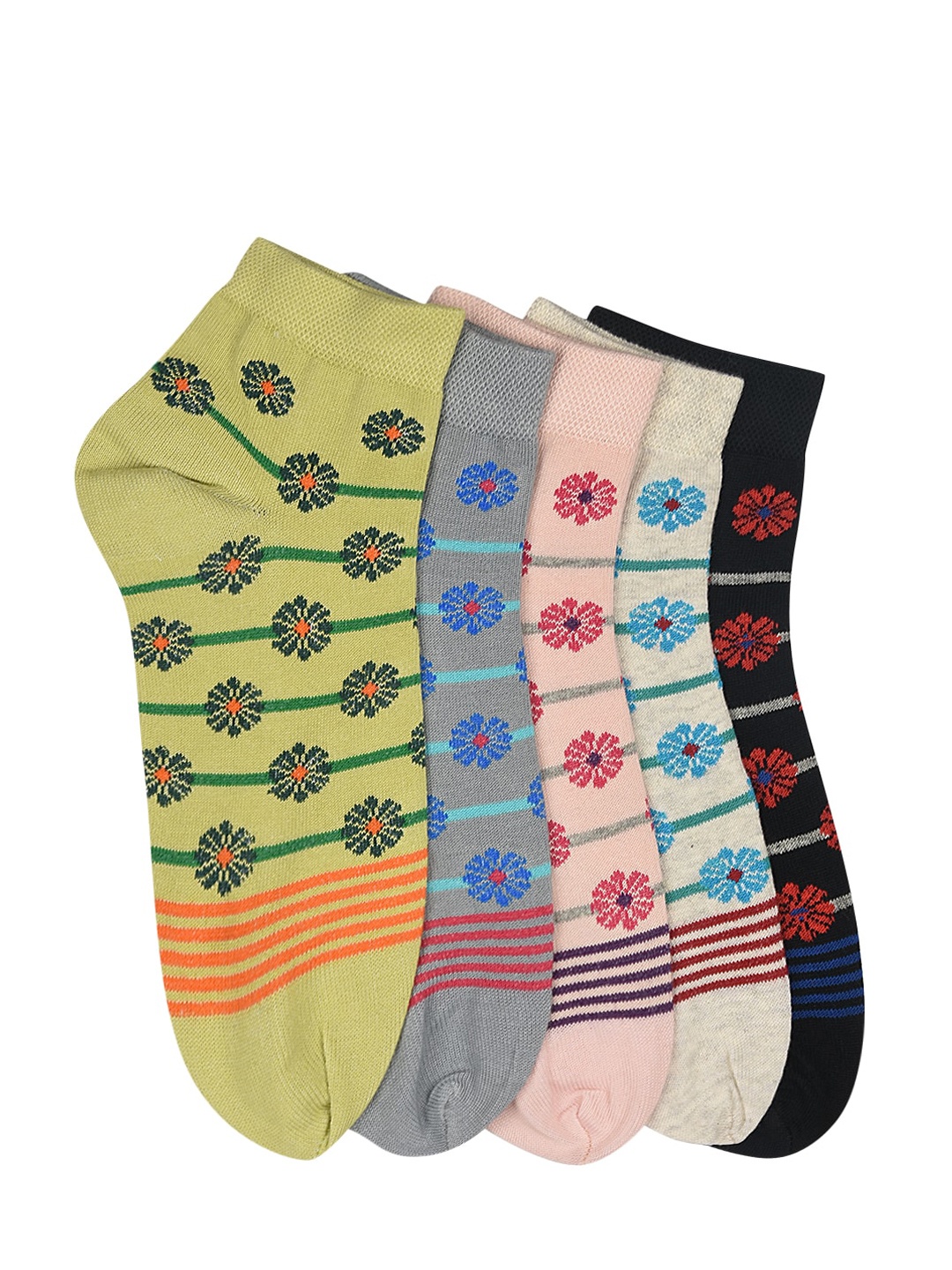 

MARC Women Pack Of 5 Assorted Ankle-Length Socks