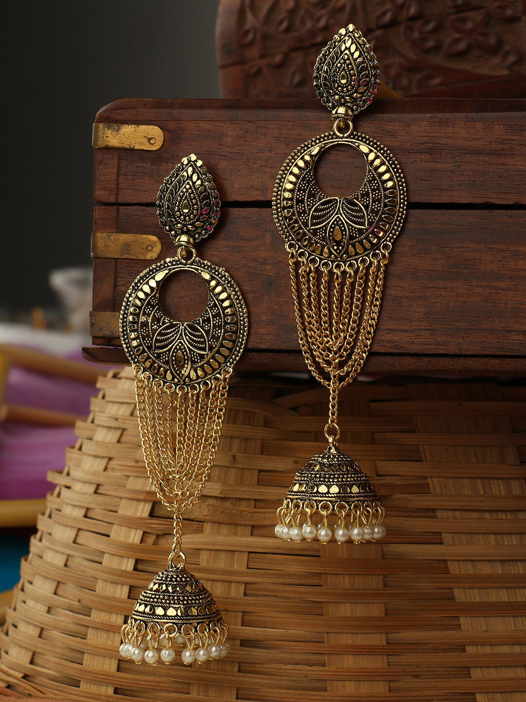 

ANIKAS CREATION Gold-Plated Classic Jhumkas
