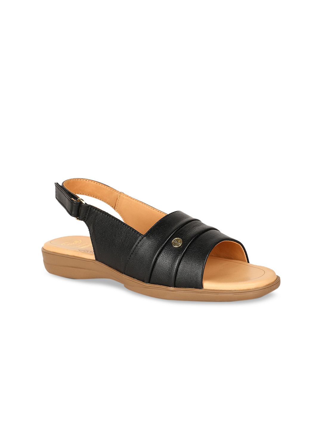 

Scholl Women Black Leather Open Toe Flats
