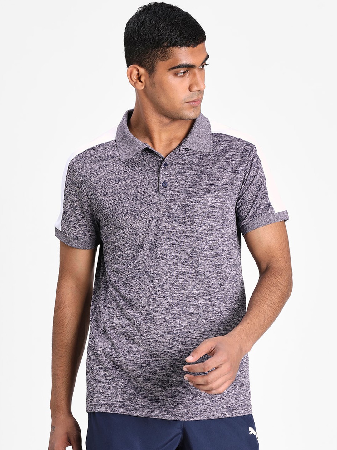 

Puma Men Blue Solid Polo Collar T-shirt