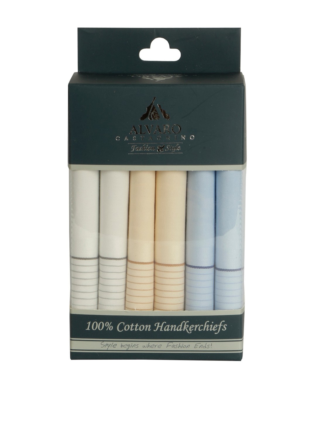 

Alvaro Castagnino Men Pack of 6 Solid Handkerchief Gift Set, Off white