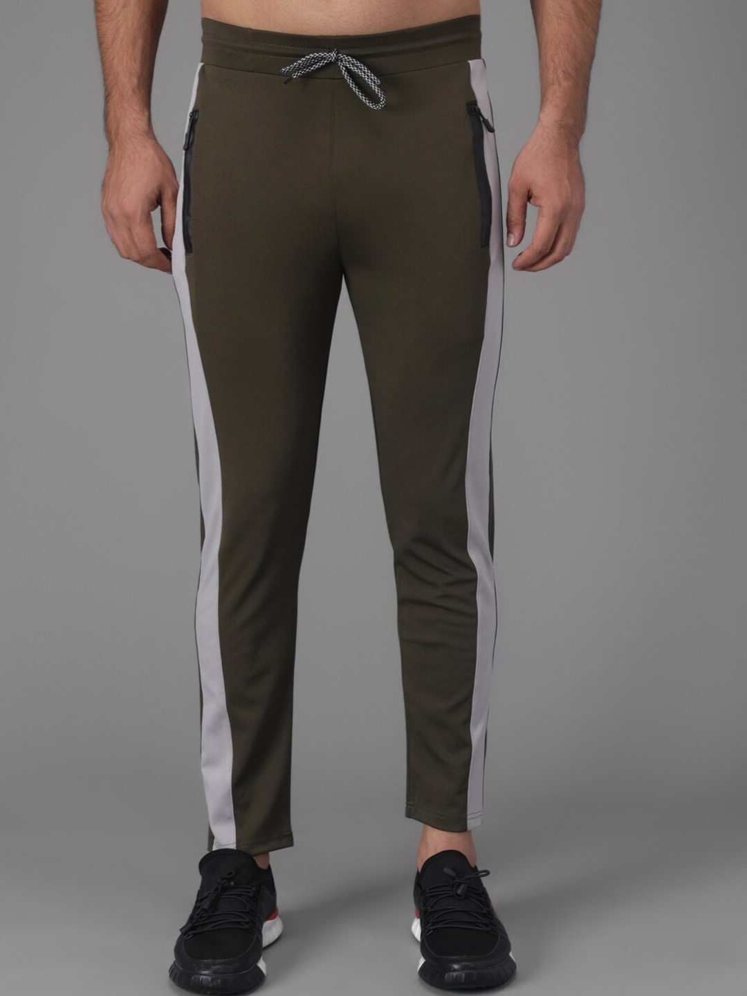 

Kotty Men Olive Green Solid Side Panelled Track Pants