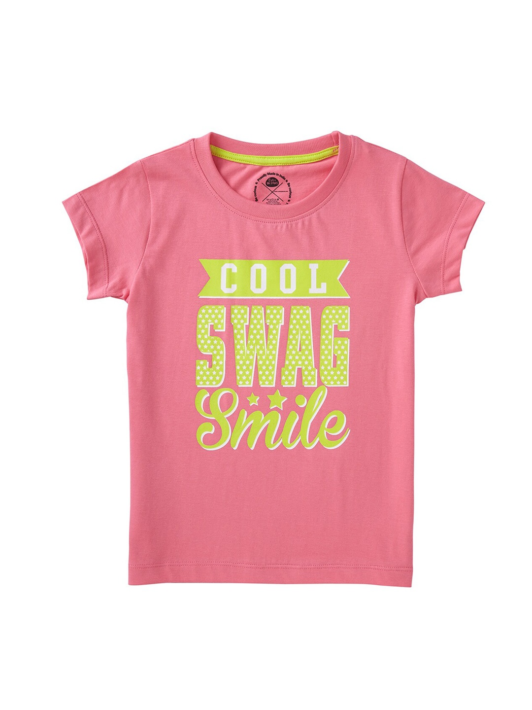 

Cub McPaws Girls Pink Printed Round Neck Cotton T-Shirt