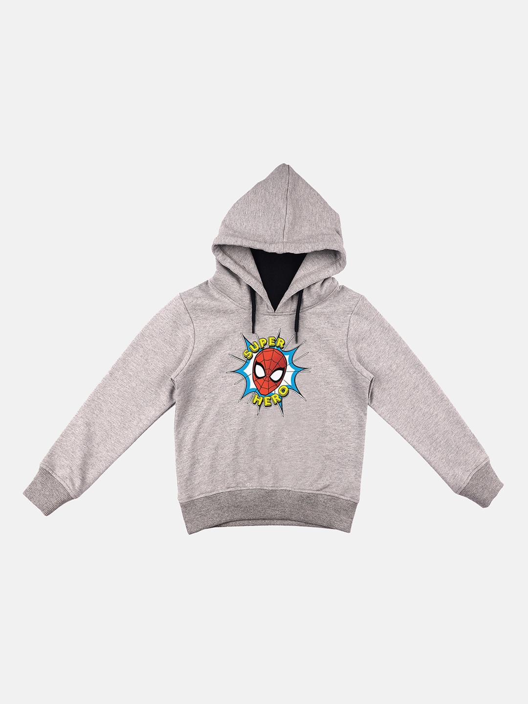 

YK Marvel Boys Grey Avengers Spiderman Print Hooded Sweatshirt With Attached Face Covering