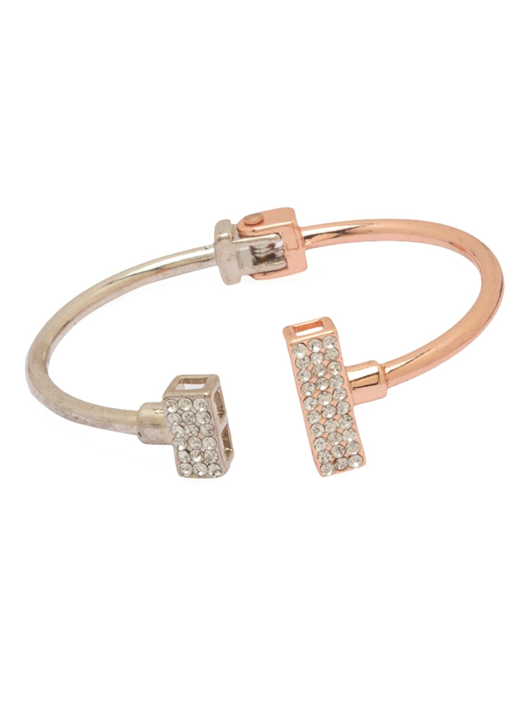 

Globus Rose Gold-Plated & Silver-Toned Cubic Zirconia Wraparound Bracelet