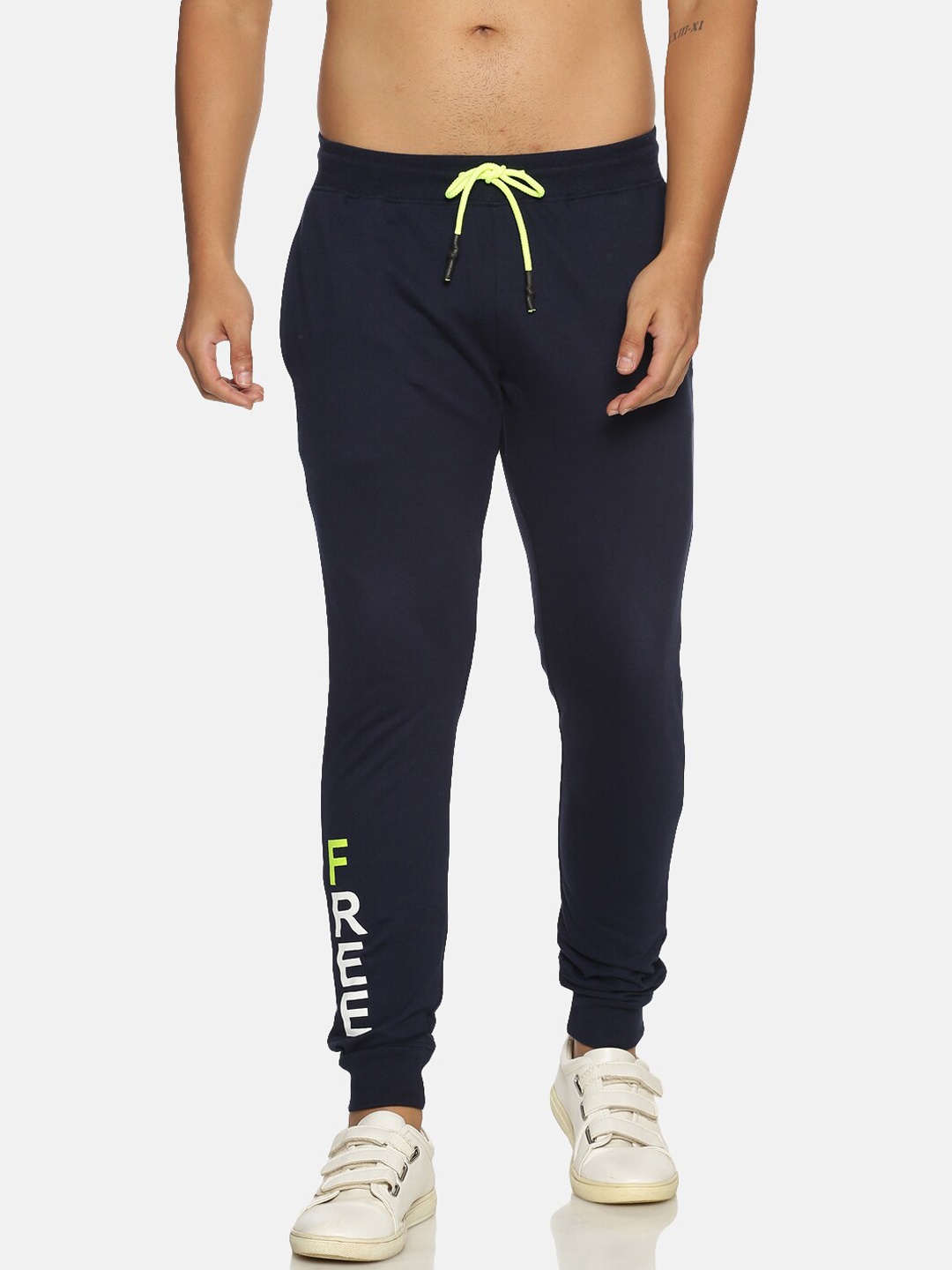 

Chennis Men Navy Blue Printed Slim-Fit Joggers