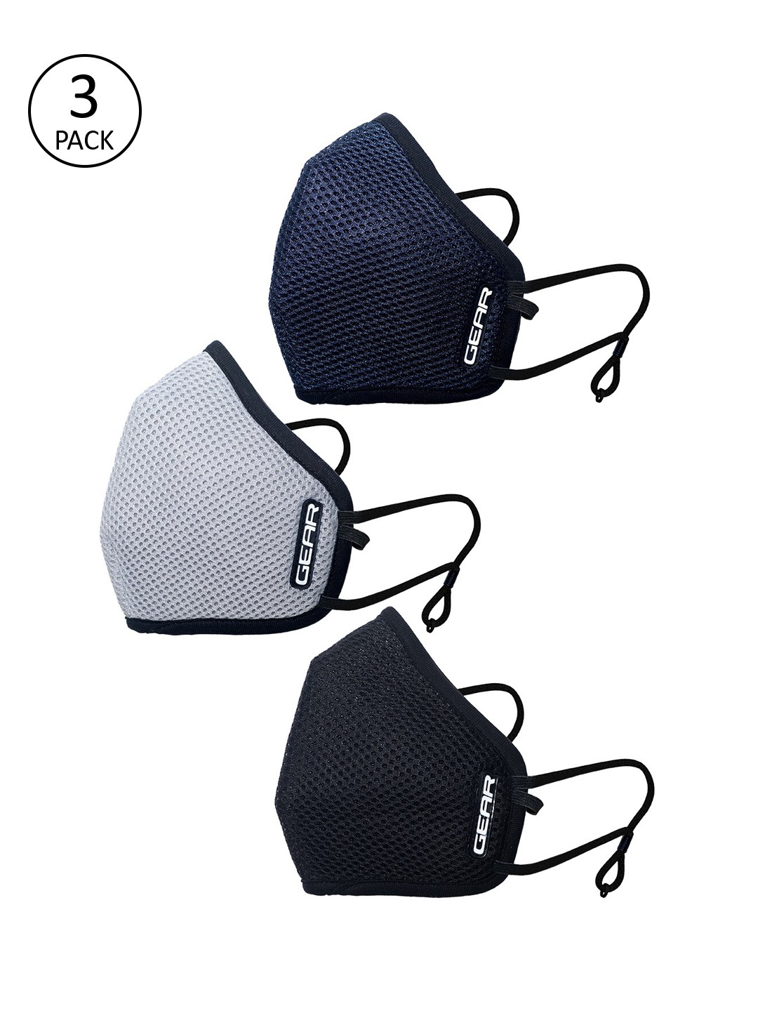 

Gear Unisex 3 Pcs 6-Ply Oxymax Plus G95 Reusable Protective Outdoor Masks, Black