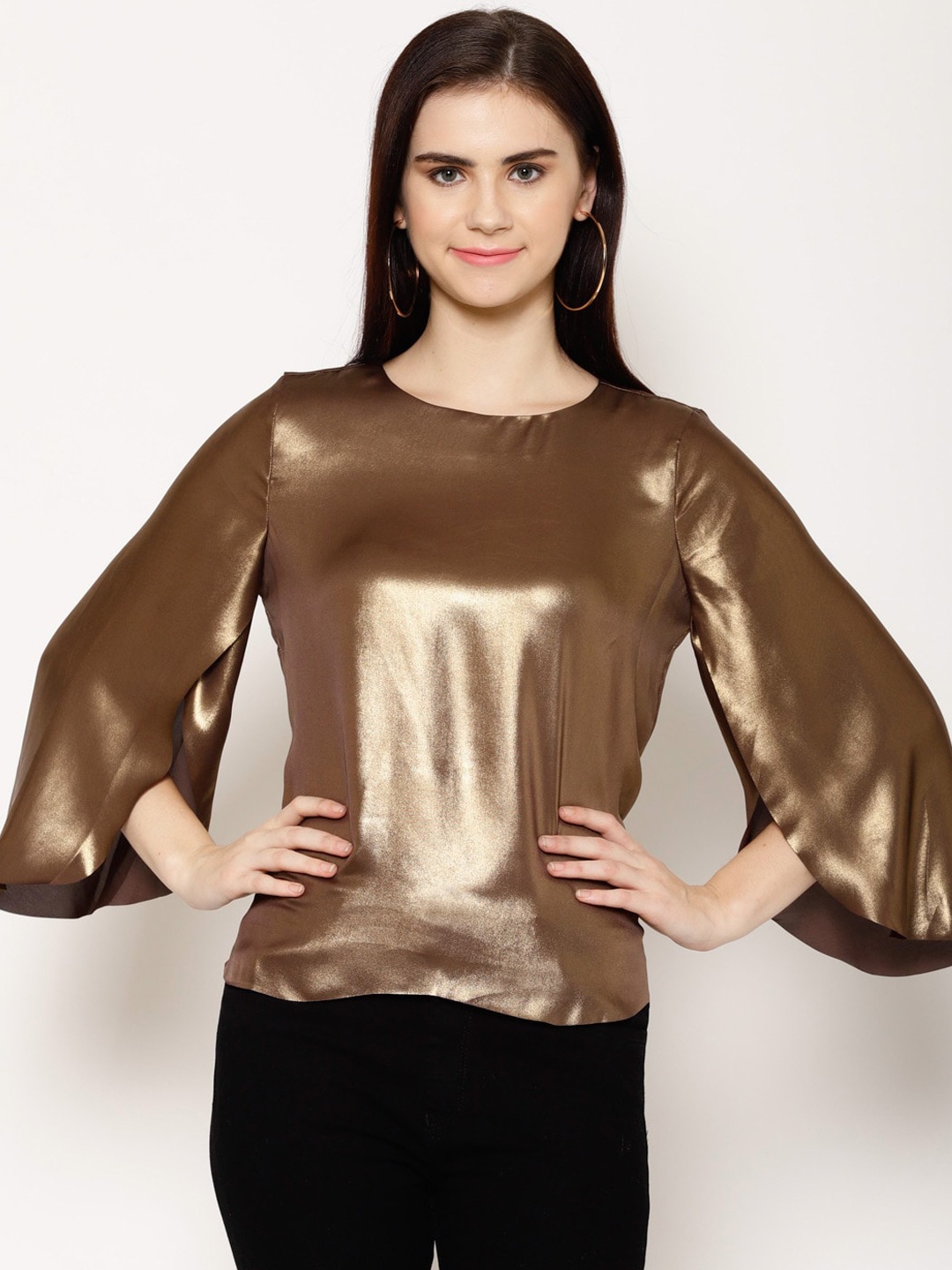 

HOUSE OF KKARMA Women Gold-Toned Solid Top