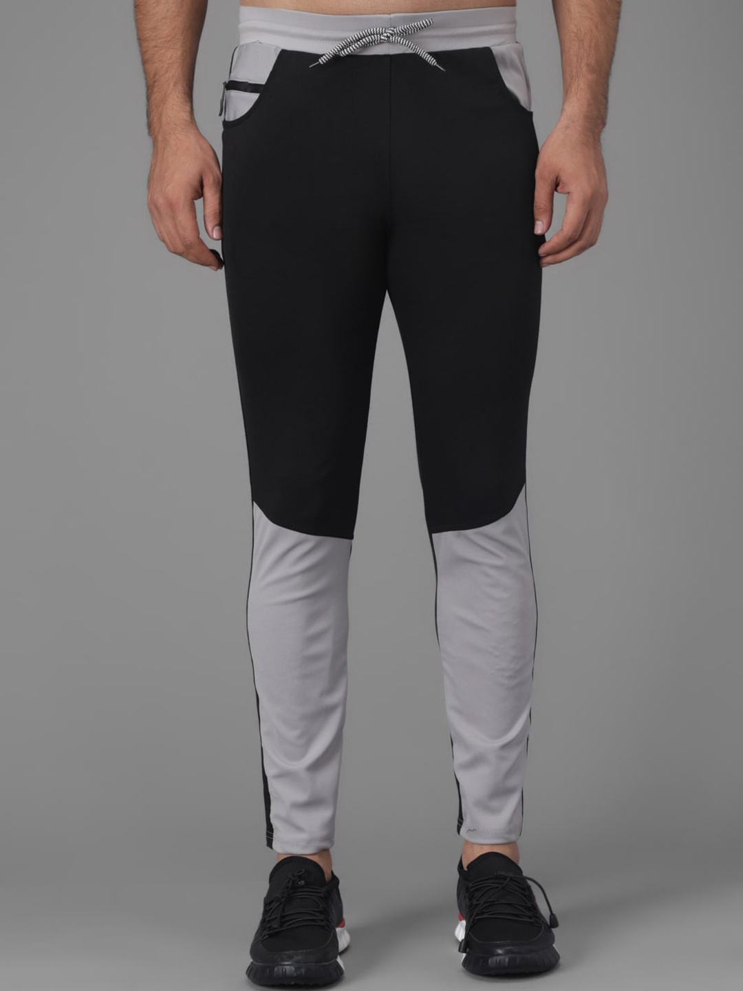 

Kotty Men Black & Grey Colourblocked Track Pants