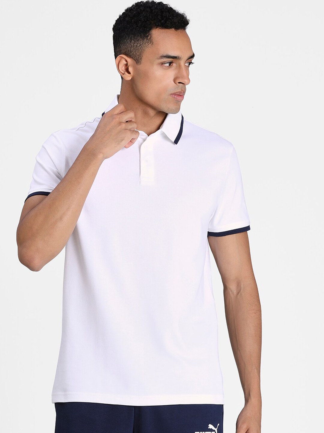 

Puma Men White Solid Polo Collar T-shirt