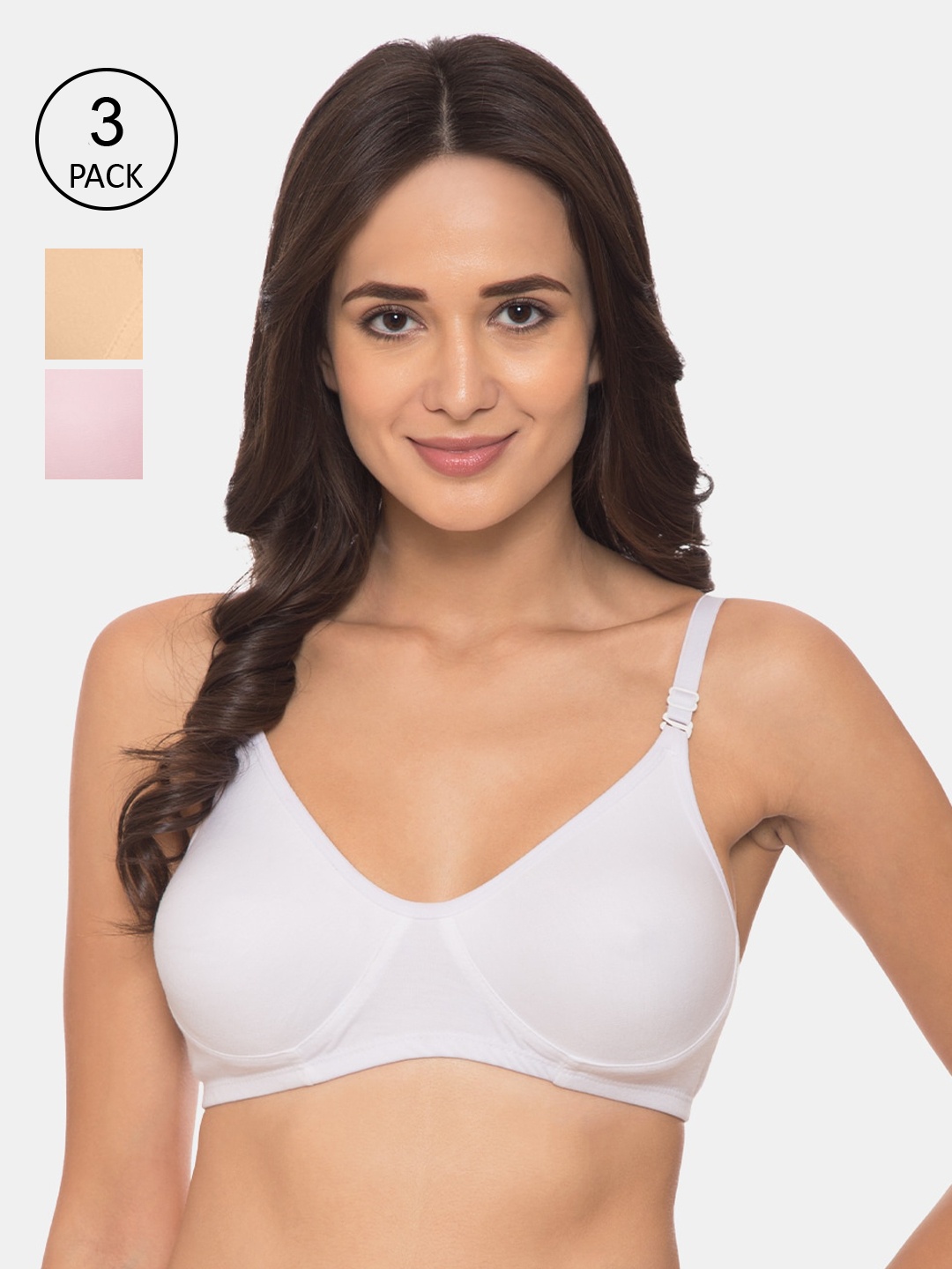 

Souminie Pack Of 3 Solid Non-Wired Non Padded Everyday Bras S-134, White