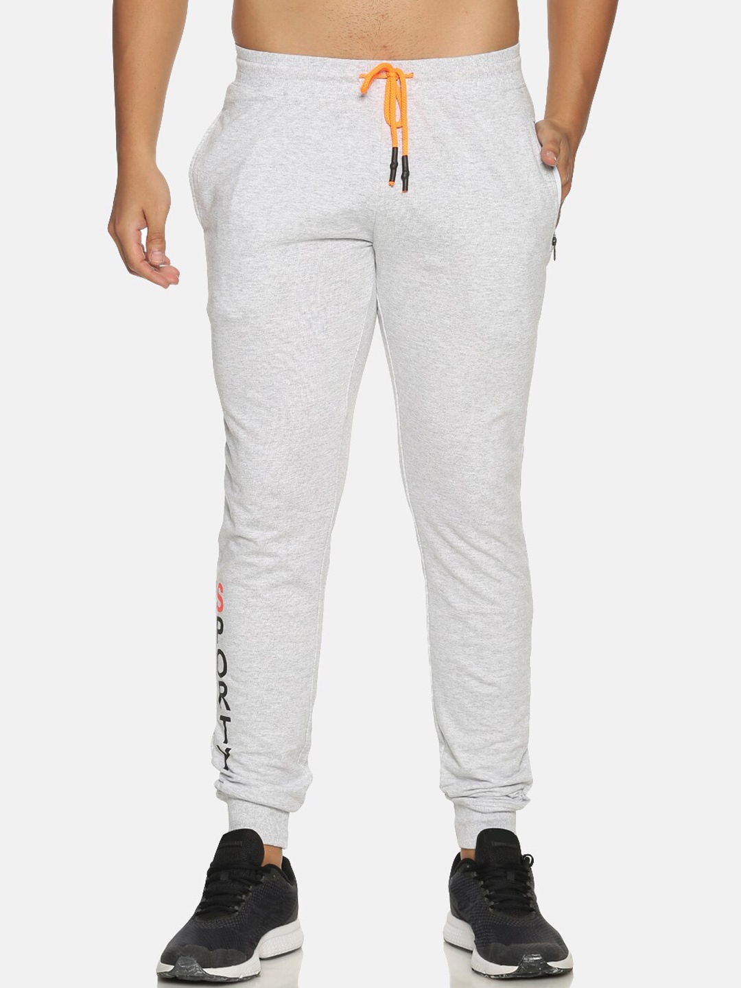 

Chennis Men Grey Melange Solid Slim-Fit Track Pants