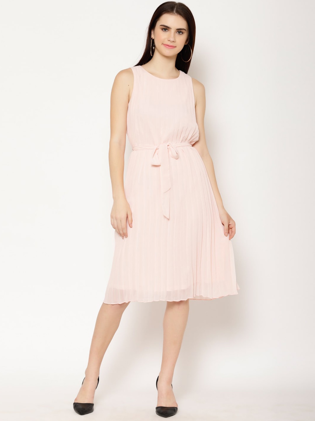 

HOUSE OF KKARMA Women Pink Striped A-Line Dress